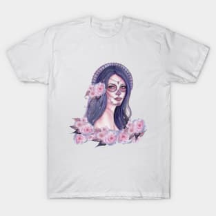 Chantilly Rose day of the dead art by Renee Lavoie T-Shirt